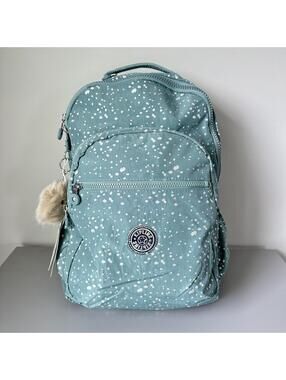 Kipling Seoul Up 17" Laptop Extra Large Backpack in Green Snowflake NWT